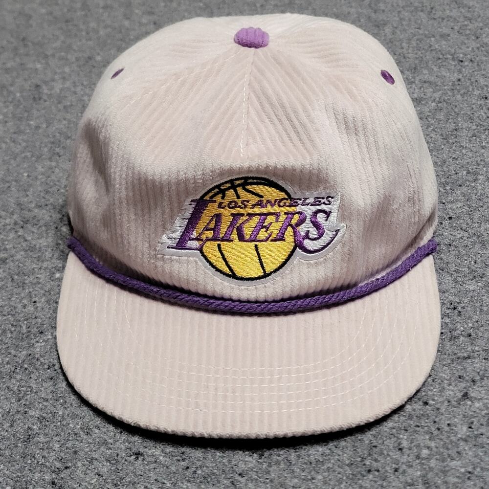 LA Lakers Hat Baseball Cap Mens Cream Corduroy SGA Retro 80s 90s Rope Snapback